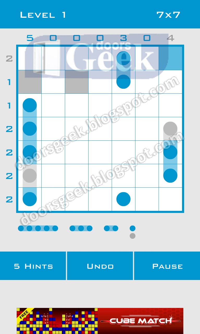 Logic Dots [7x7] Level 1 Solution Doors Geek